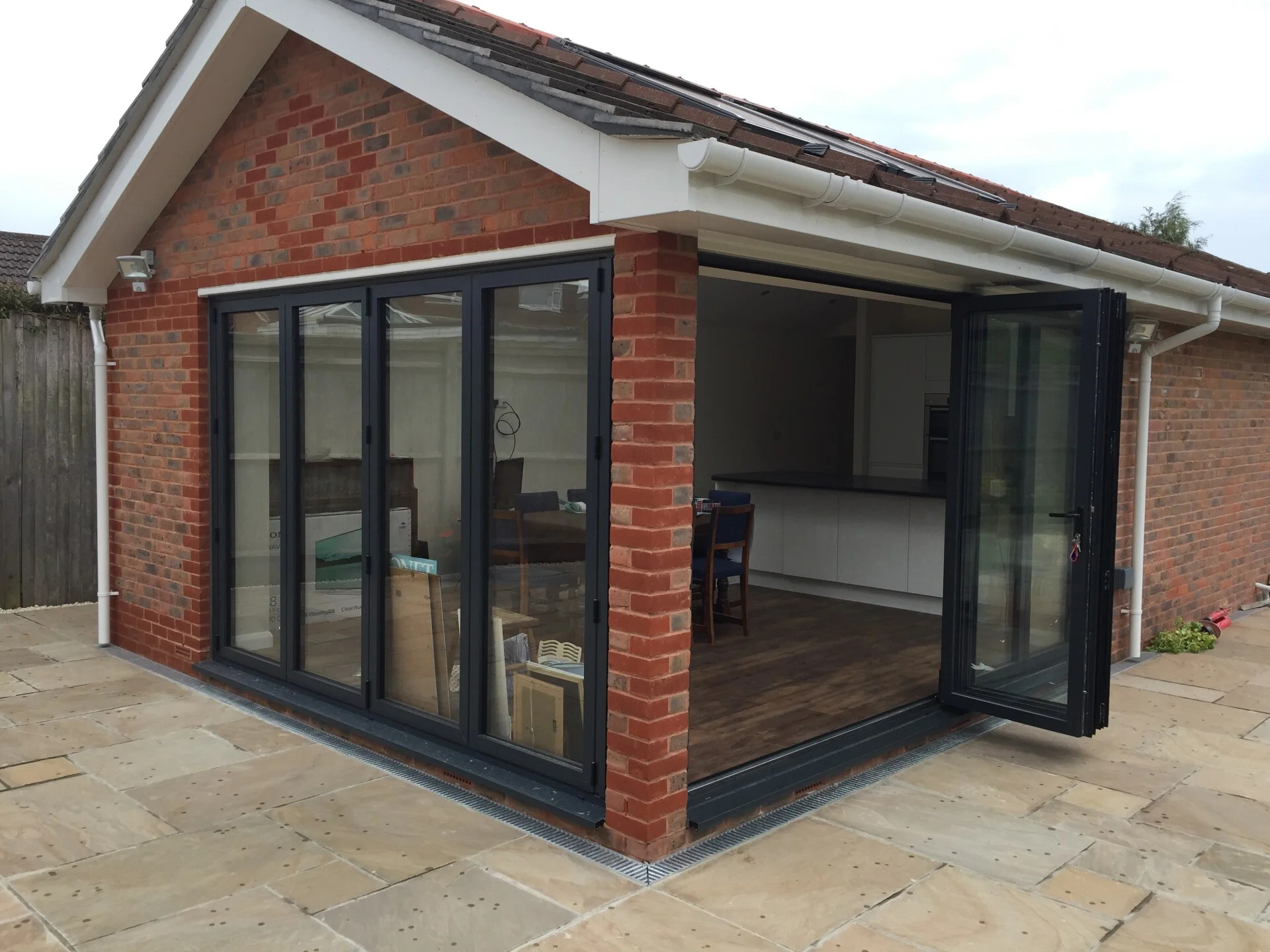Double garage conversion to home office with bi-fold doors in Worthing