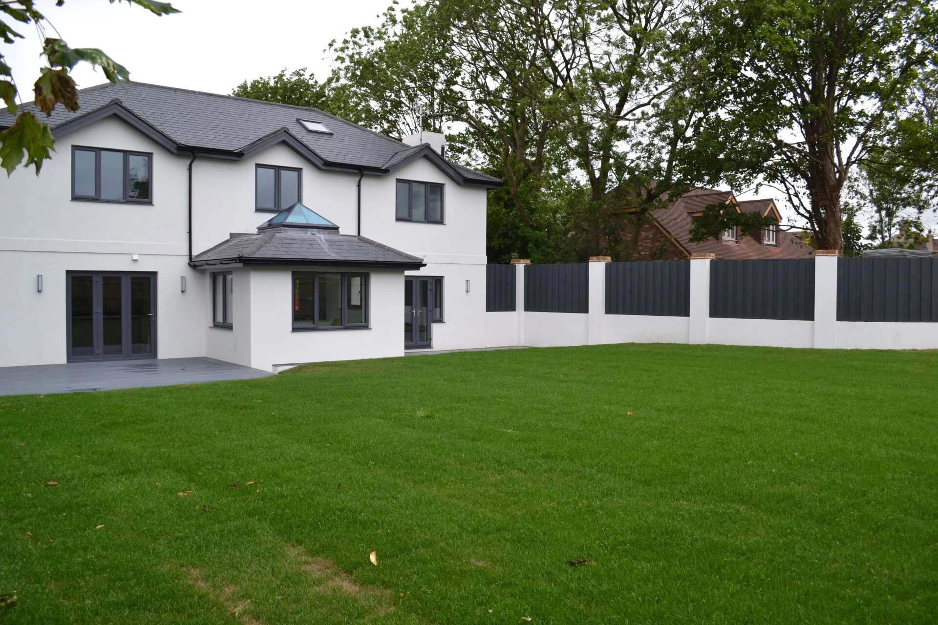 New build render finish and landscaping